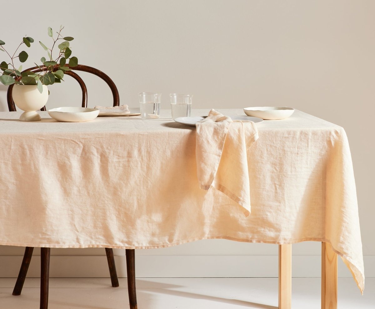 linen napkin in nude color with unfinished edge. – celina mancurti
