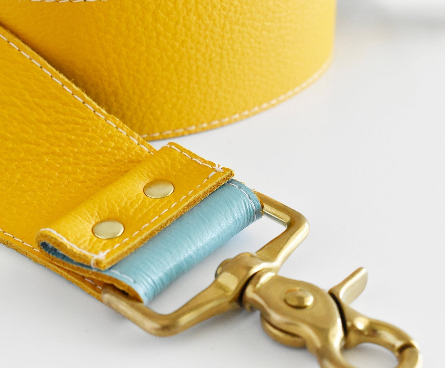 Bag Leather Strap Mustard/Turquoise