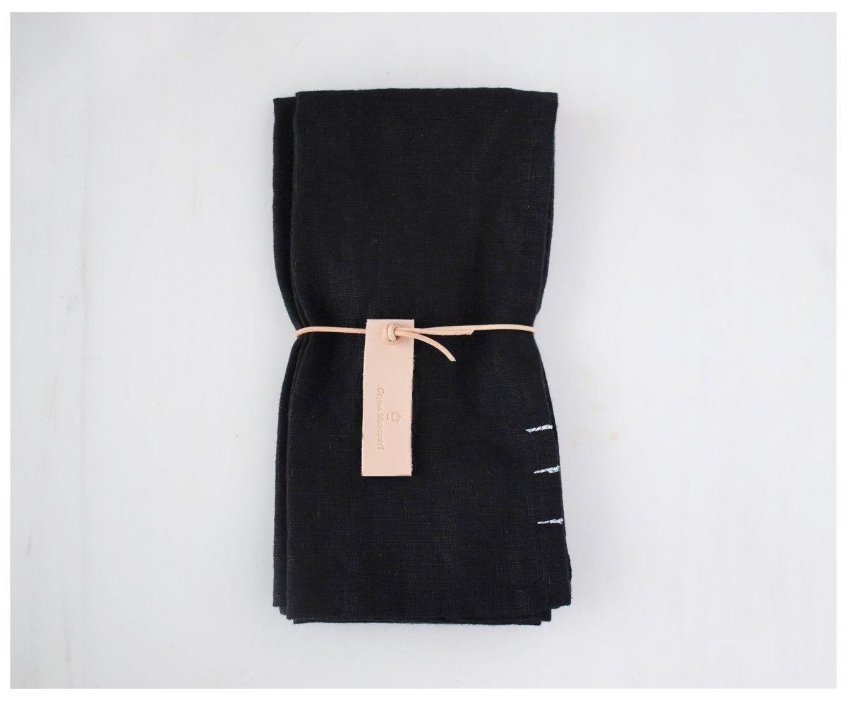 Black Linen Napkins ( Set of 2) - celina mancurti - napkins - -Sleek & chic