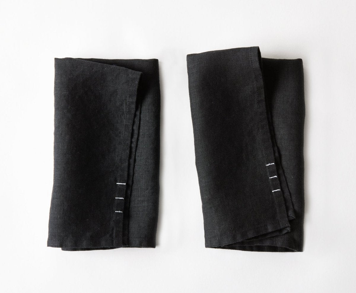 Black Linen Napkins ( Set of 2) - celina mancurti - napkins - -Sleek & chic