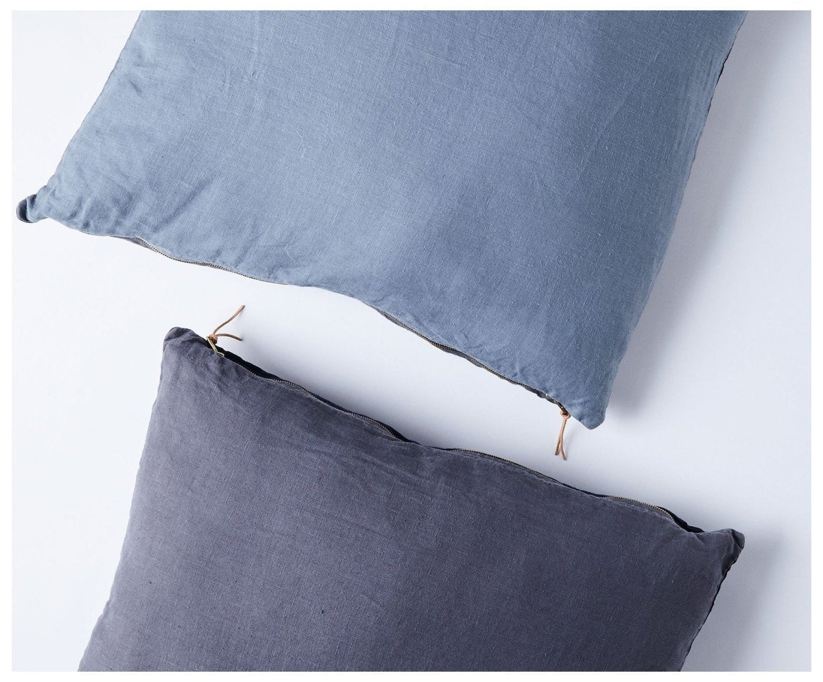 Block Linen Pillow - 27 x 27 inches - celina mancurti - pillow - COVER ONLY -Navy-Grey -from