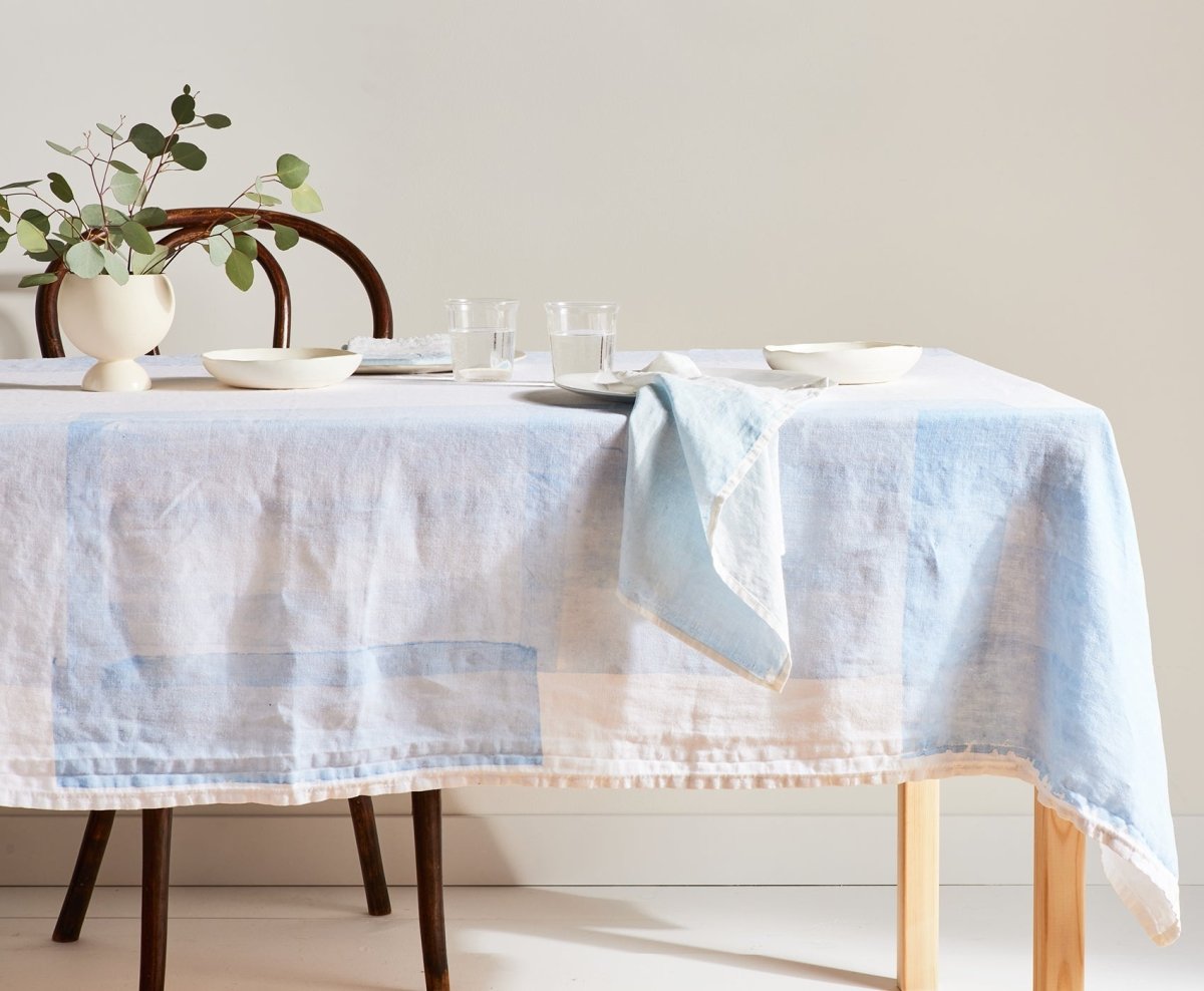 Block Print Linen Tablecloth - celina mancurti - tablecloth - 56 x 56 inches - -many sizes