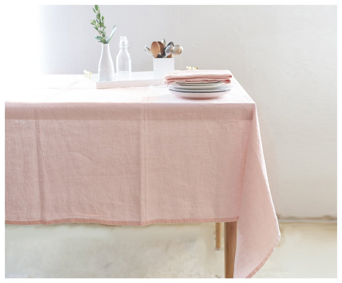 Bohemian Tablecloth- Light Pink Linen - celina mancurti - tablecloth - 55 x55 inches - -many sizes