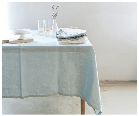 Bohemian Tablecloth- Mint Linen - celina mancurti - tablecloth - 55 x55 inches - -many sizes