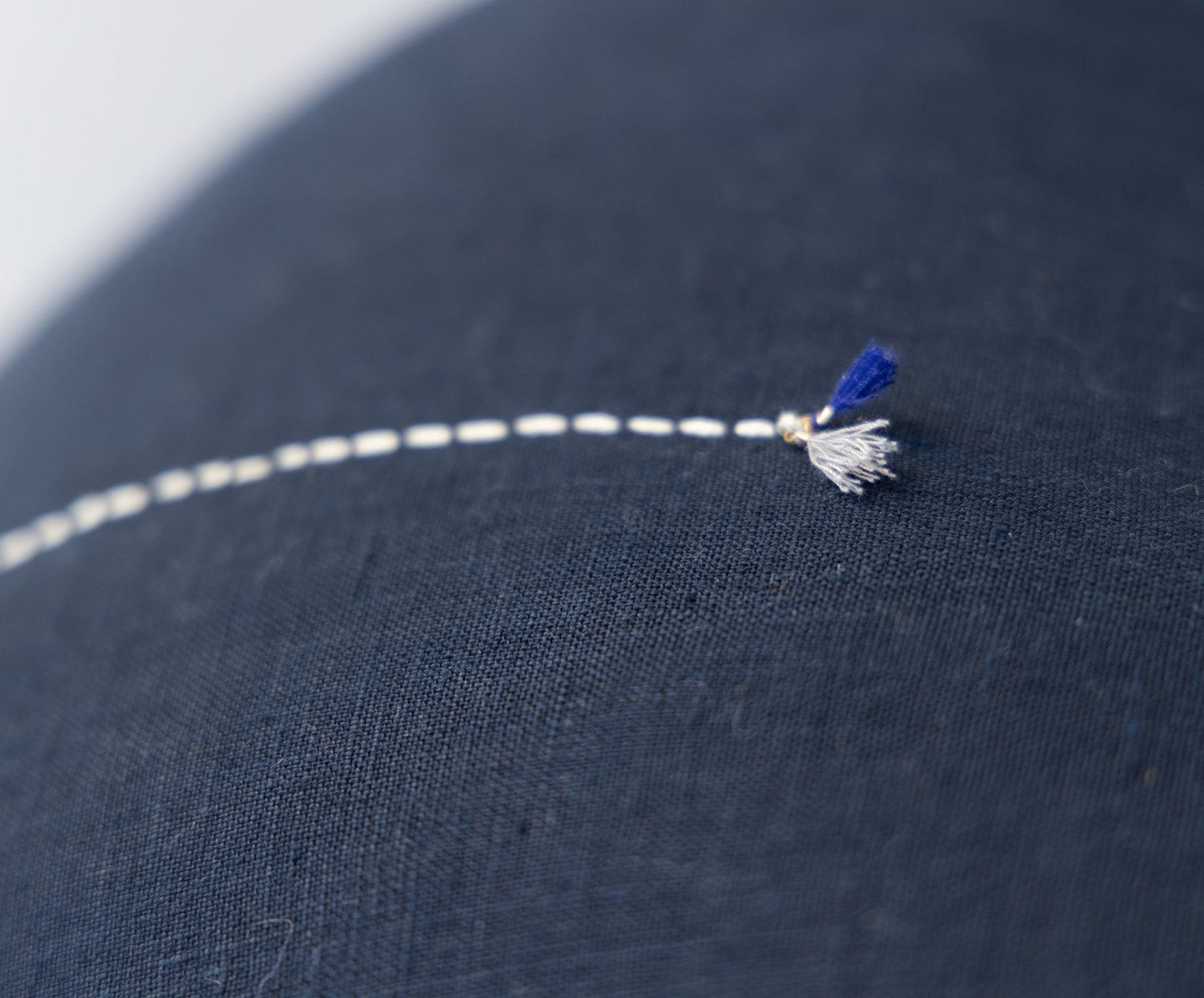 Cielo Linen Pillow Navy Blue– Hand-Embroidered