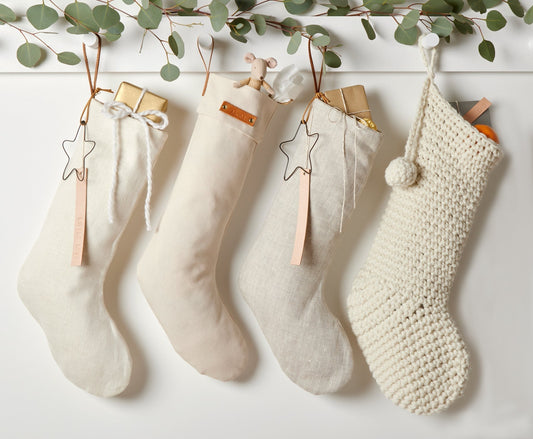 Cotton Stocking- Personalized or Plain - celina mancurti - Christmas stocking - Customized Word - -Christmas in neutrals