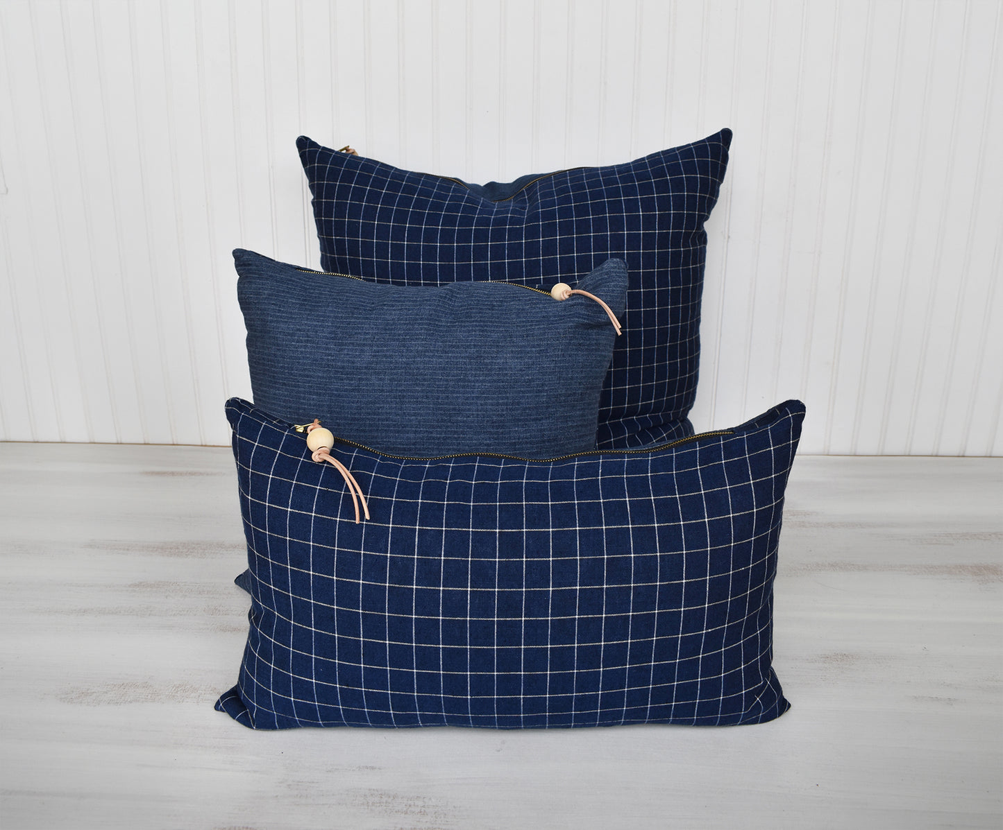 Double-Sided Plaid & Stripe Linen Pillow