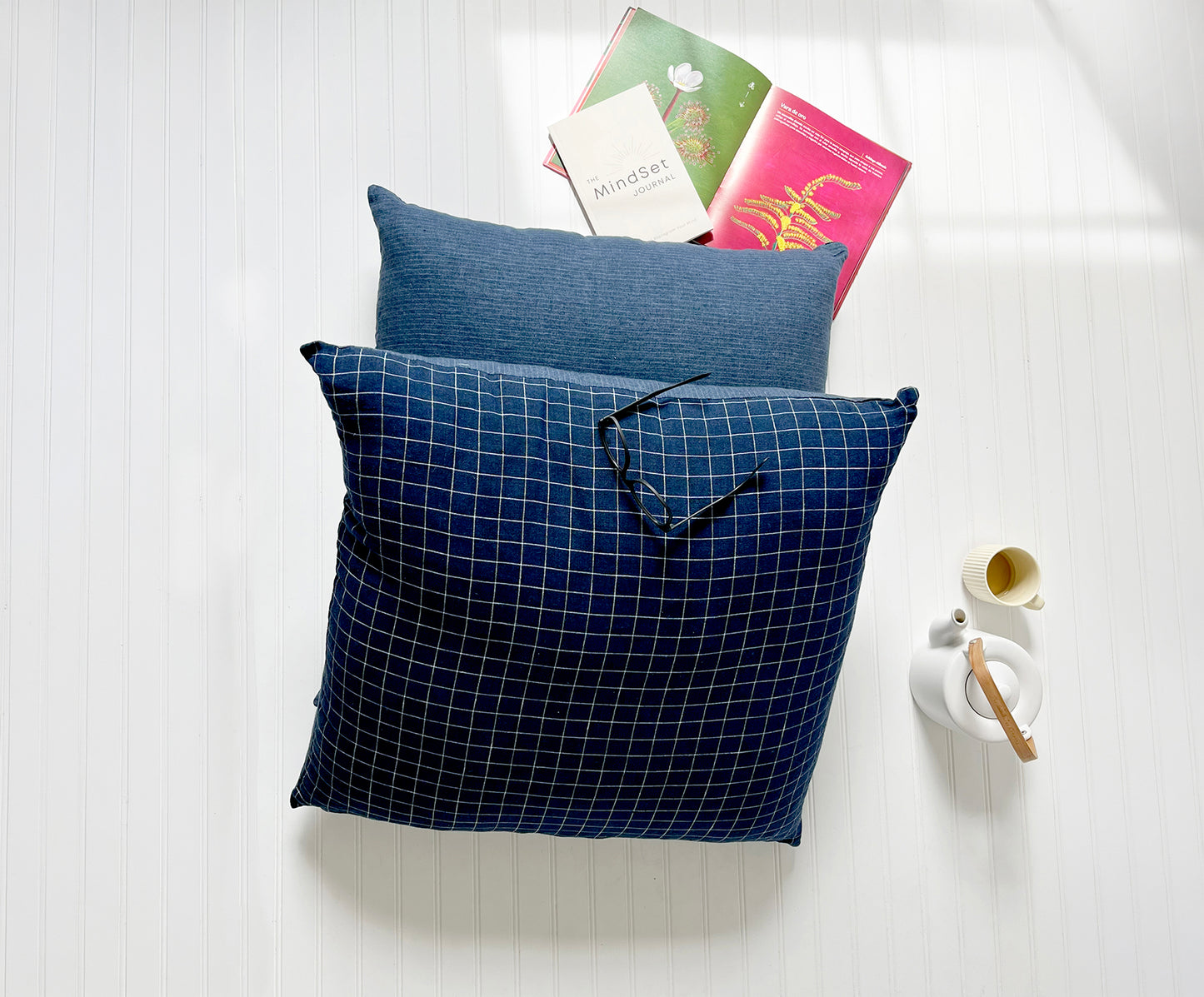 Double-Sided Plaid & Stripe Linen Pillow