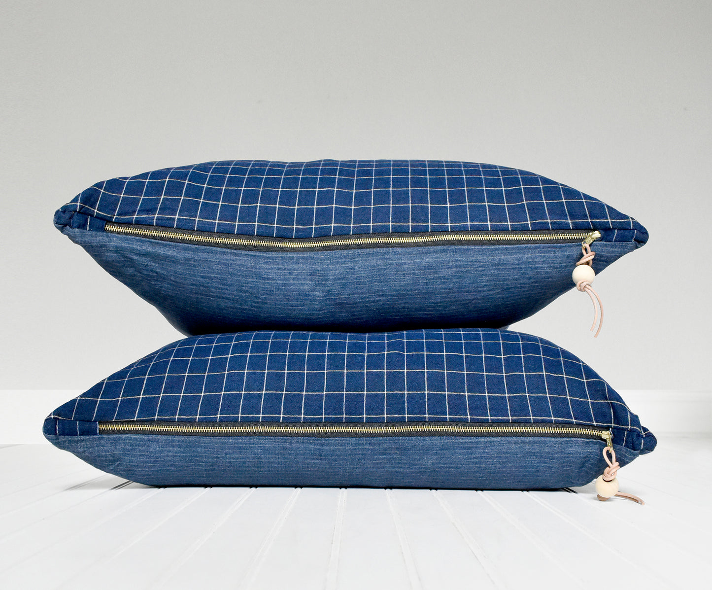 Double-Sided Plaid & Stripe Linen Pillow