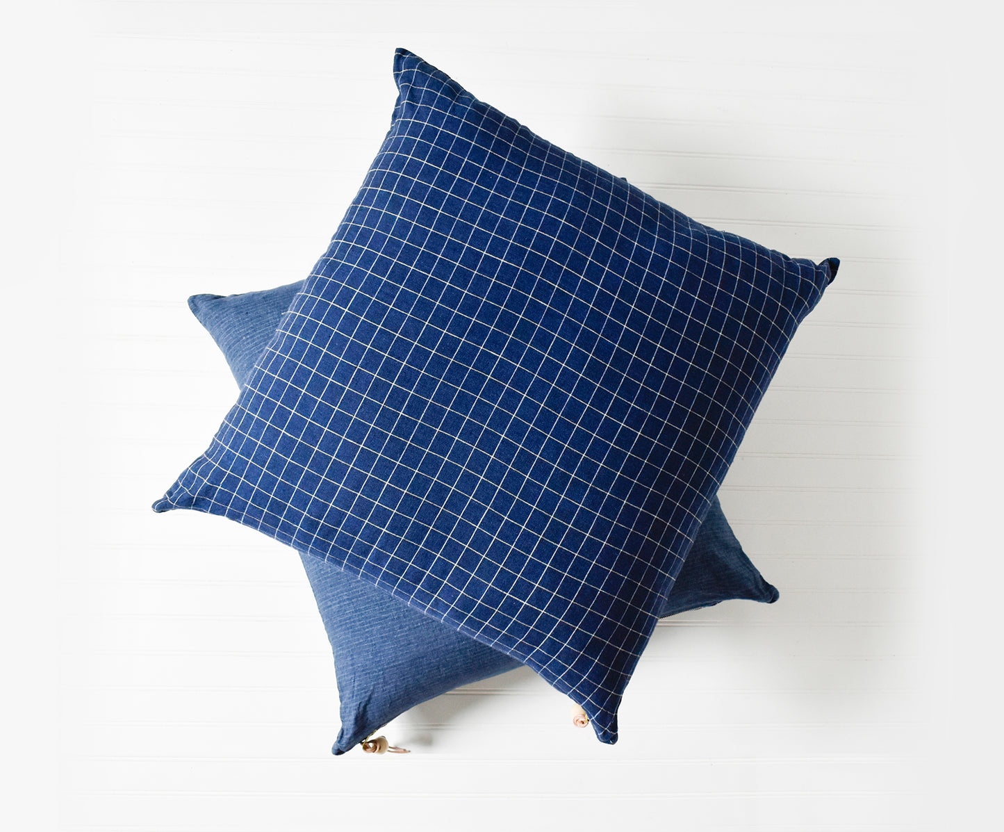 Double-Sided Plaid & Stripe Linen Pillow