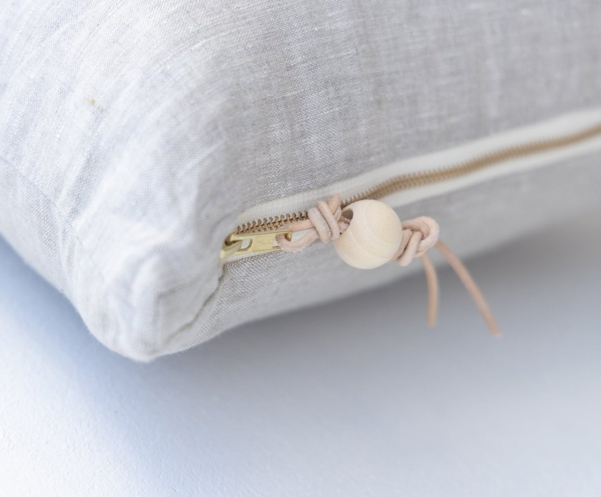 Linen Body Pillow - celina mancurti - pillow - Oatmeal - -pink - white-navy - oatmeal