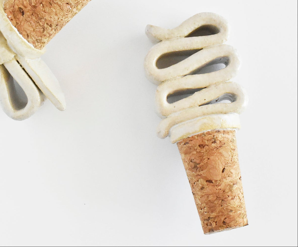 FINAL SALE- Glazed Stoneware Bottle Topper