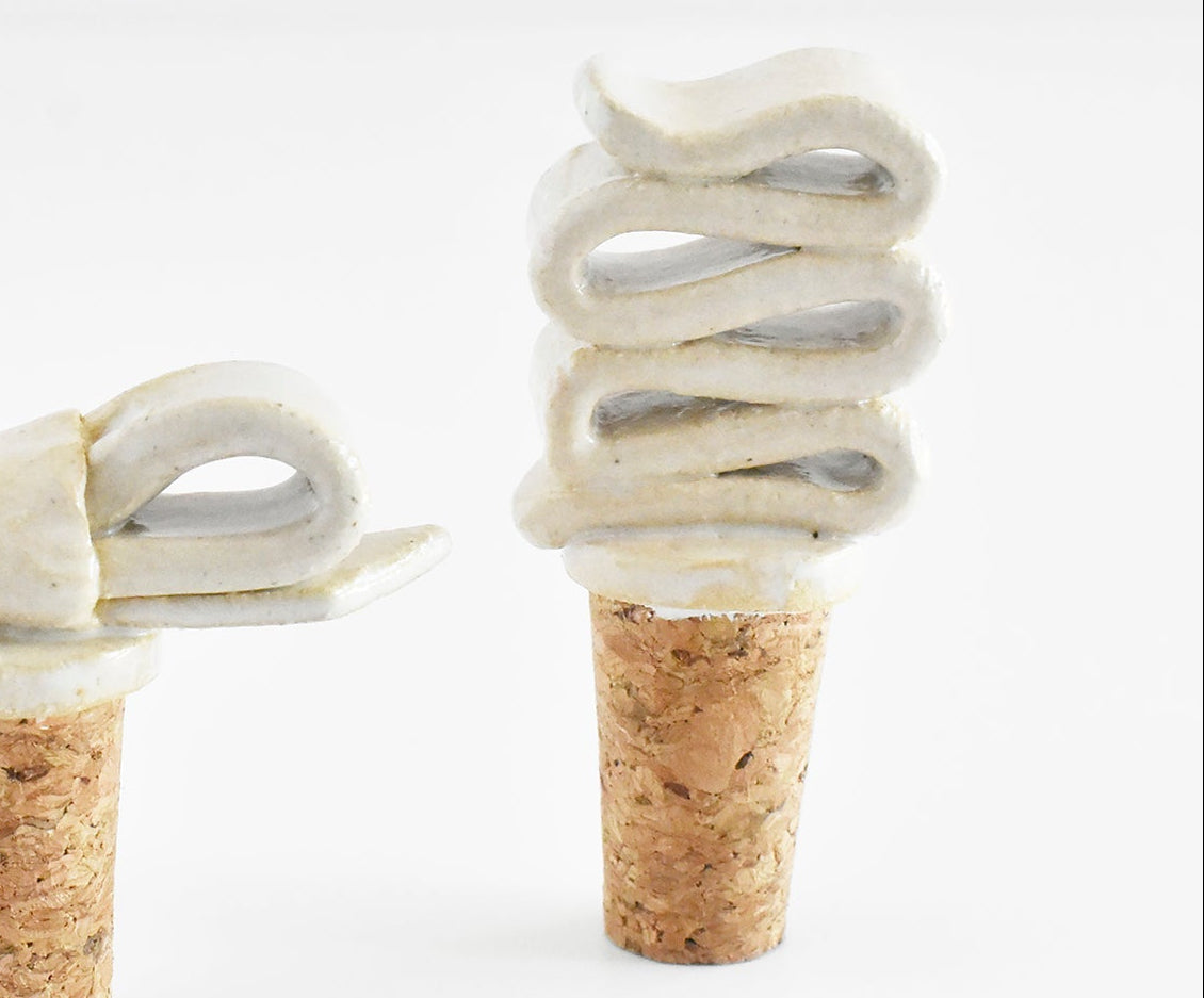 FINAL SALE- Glazed Stoneware Bottle Topper