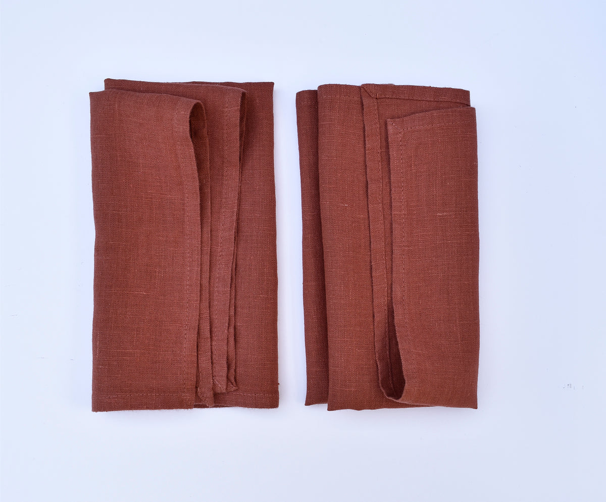 FINAL SALE- Terracota Linen Napkins -Set of 2