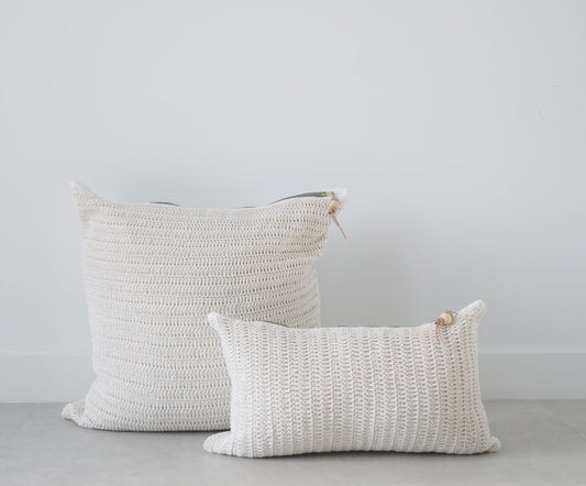 Hand-Crocheted Ivory Pillow