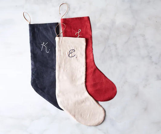 Hand-Embroidered Linen Stocking