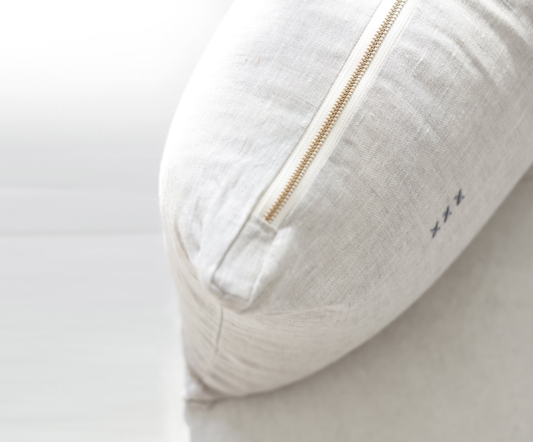 Lumbar Linen Pillow - Oatmeal - celina mancurti - pillow - Cover + Insert - -Hand embroidered