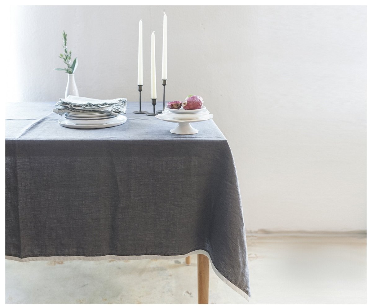 Haydee Tablecloth- Gray Linen - celina mancurti - tablecloth - 58 x 58 inches - -many sizes