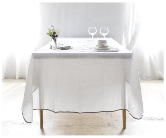 Haydee Tablecloth- Off-white Linen - celina mancurti - tablecloth - 58 x 58 inches - -many sizes