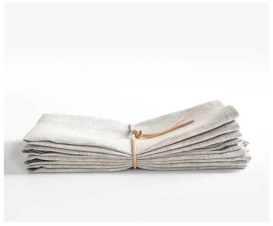 Heirloom Napkins - Oatmeal Linen - celina mancurti - napkins - -set of 4