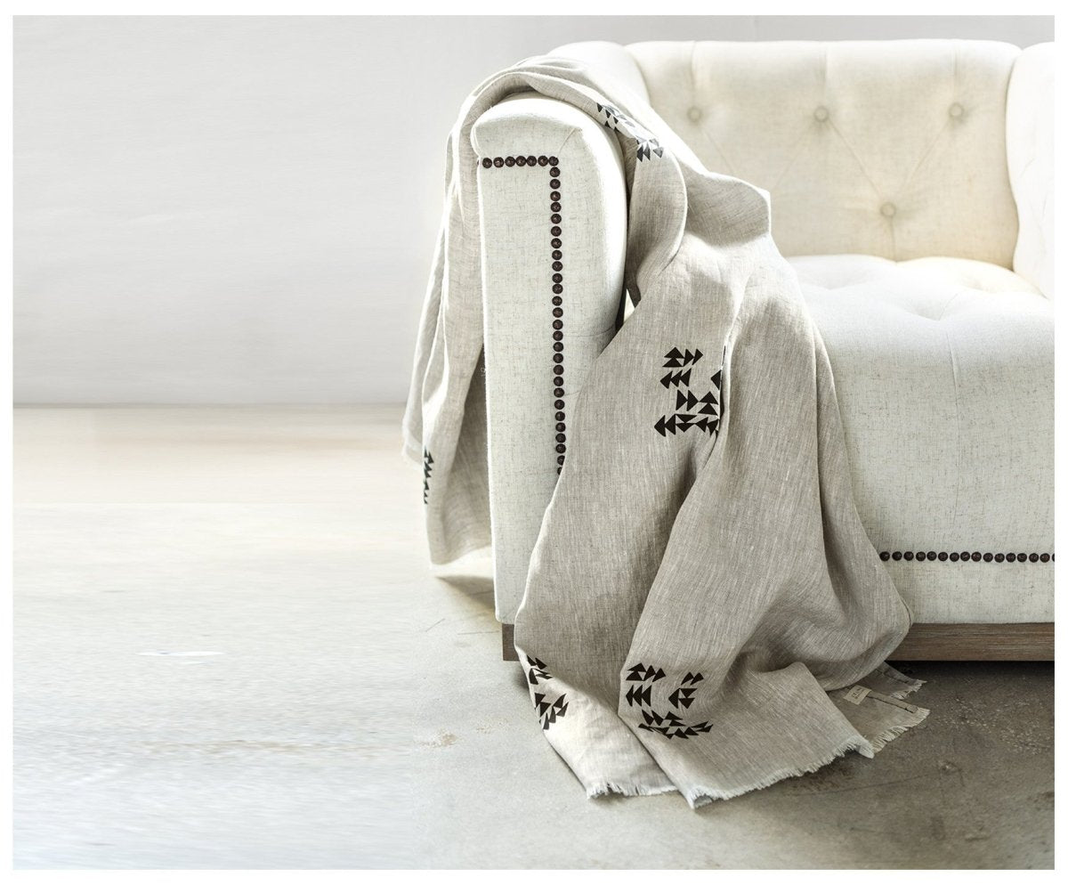 Indian Blanket - Washed Linen - celina mancurti - blanket - -hand printed
