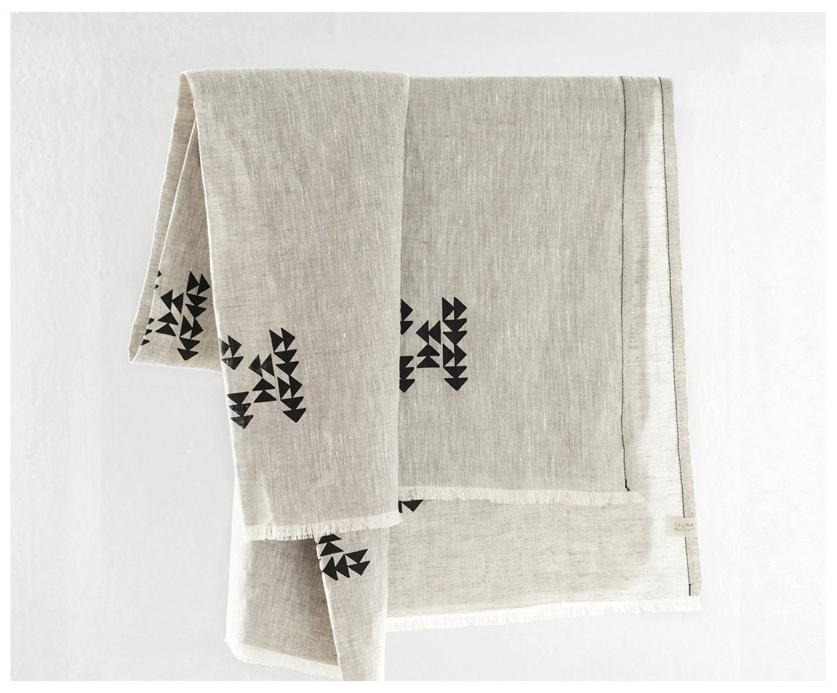Indian Blanket - Washed Linen - celina mancurti - blanket - -hand printed