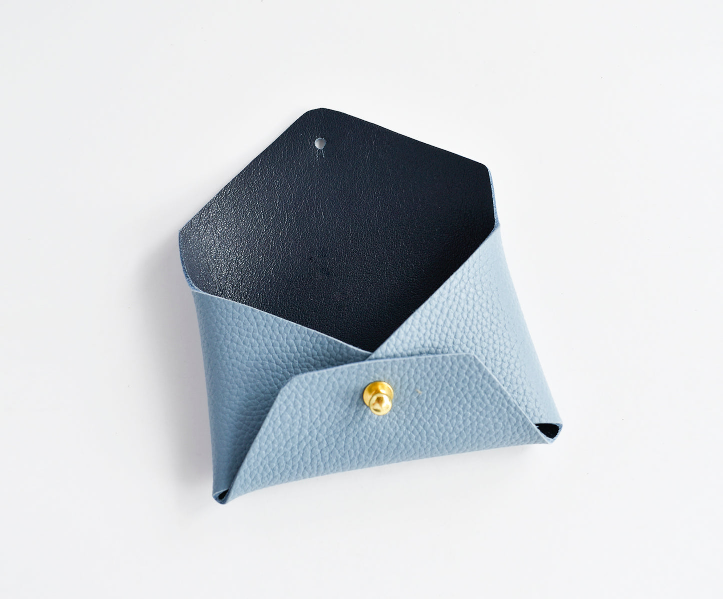 Leather Card Holder- Denim & Black inside