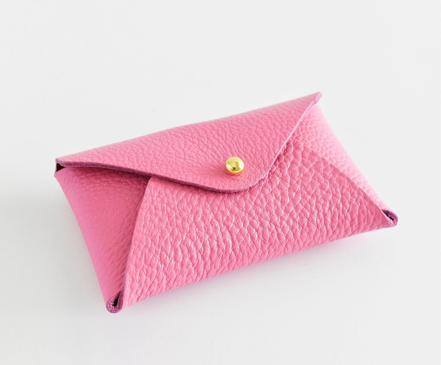 Leather Card Holder- Pink & Red Inside