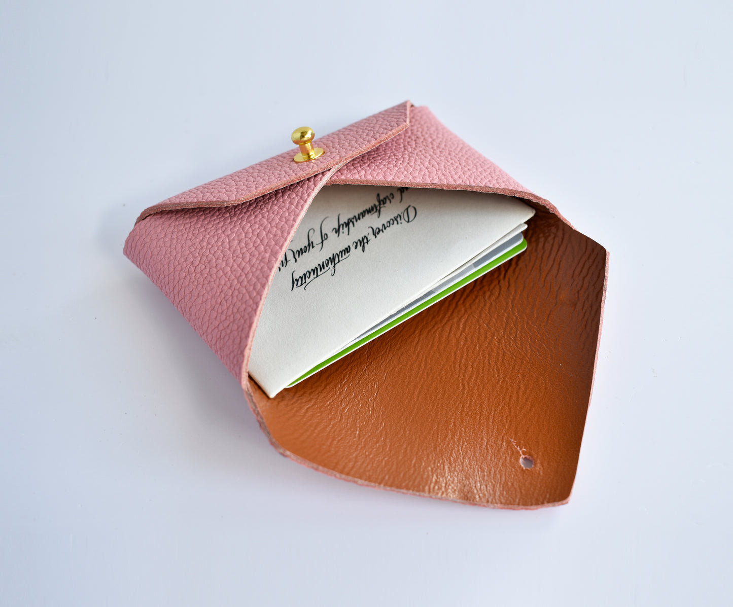 Leather Card Holder- Rose/Caramel