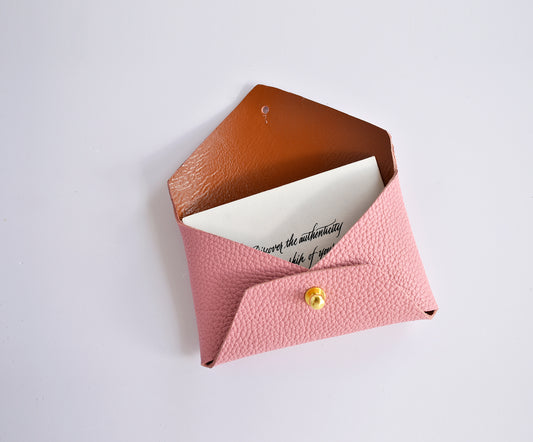 Leather Card Holder- Rose/Caramel