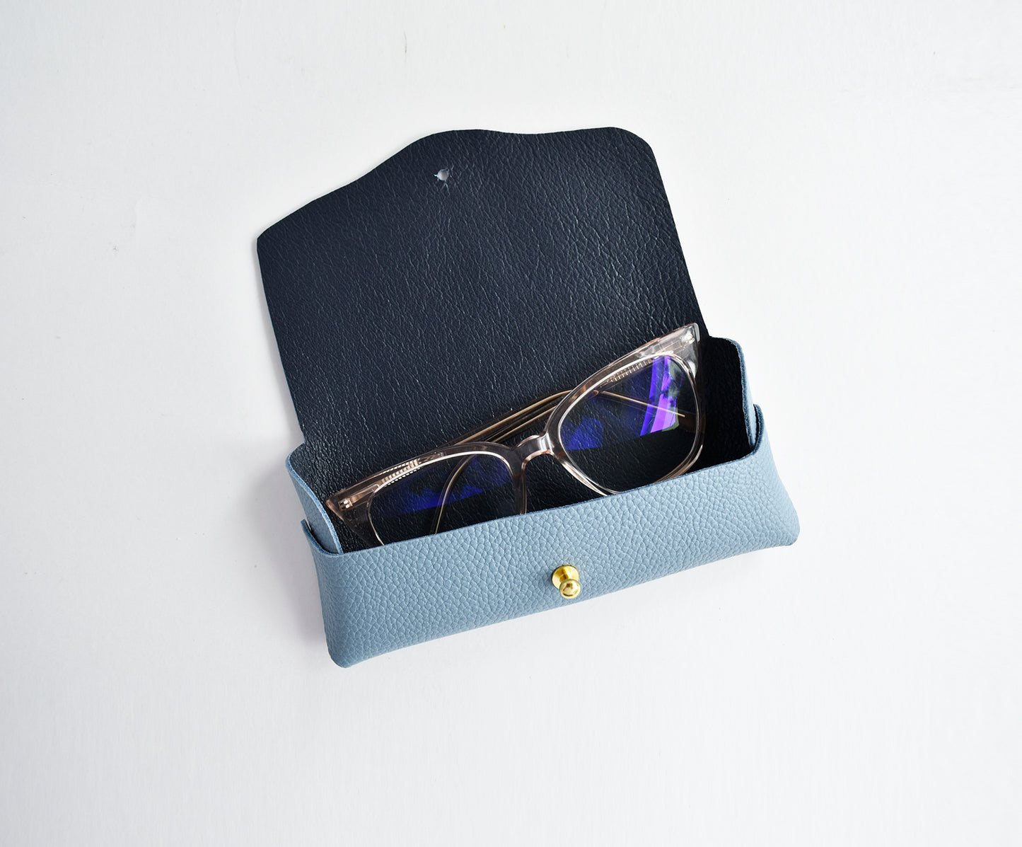 Leather Eyeglasses Case- DENIM