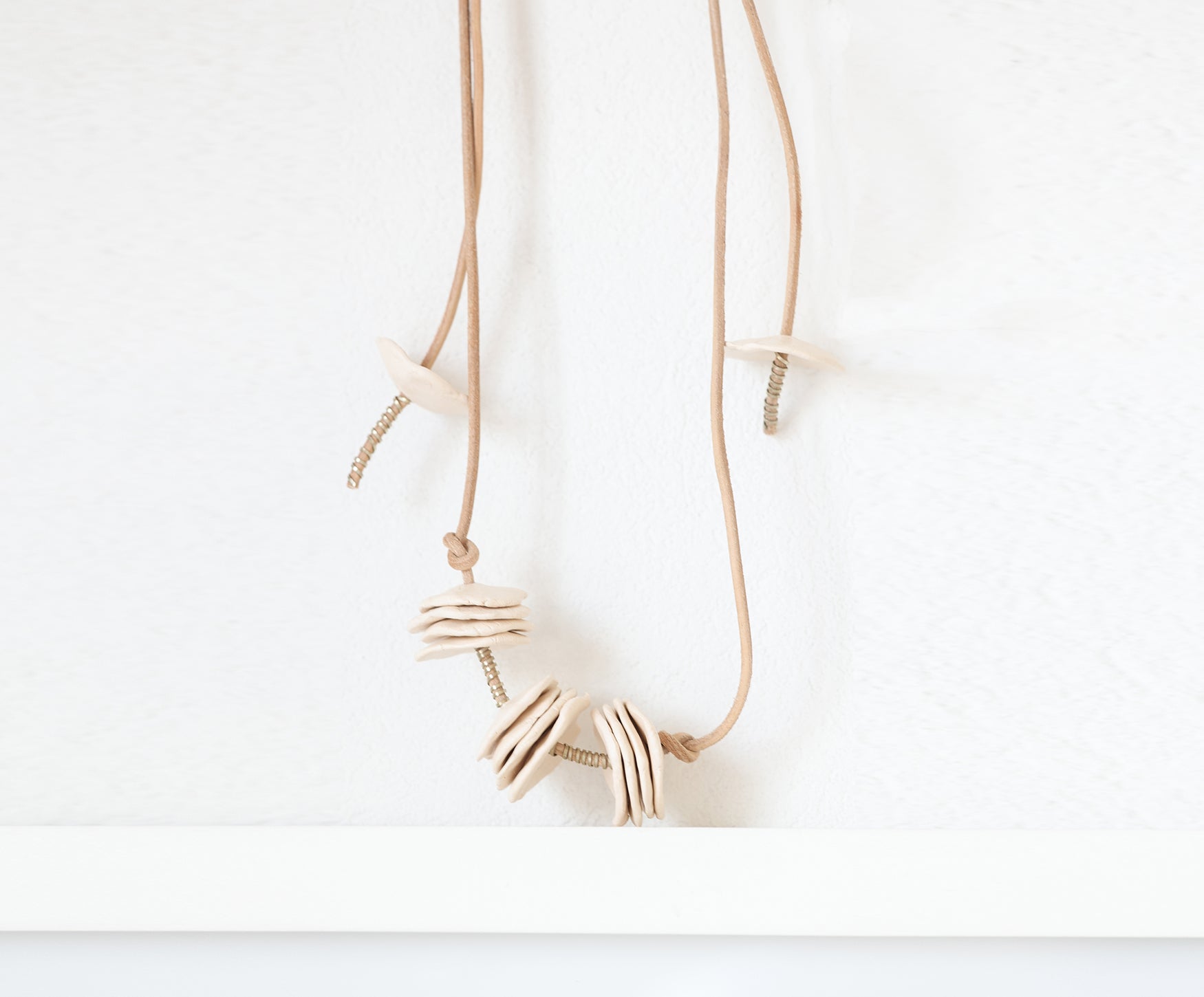 Leather Porcelain Pendant Necklace - celina mancurti - Necklace - -Distinctive and modern