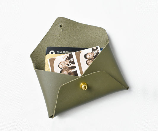 Leather Small Wallet- Army