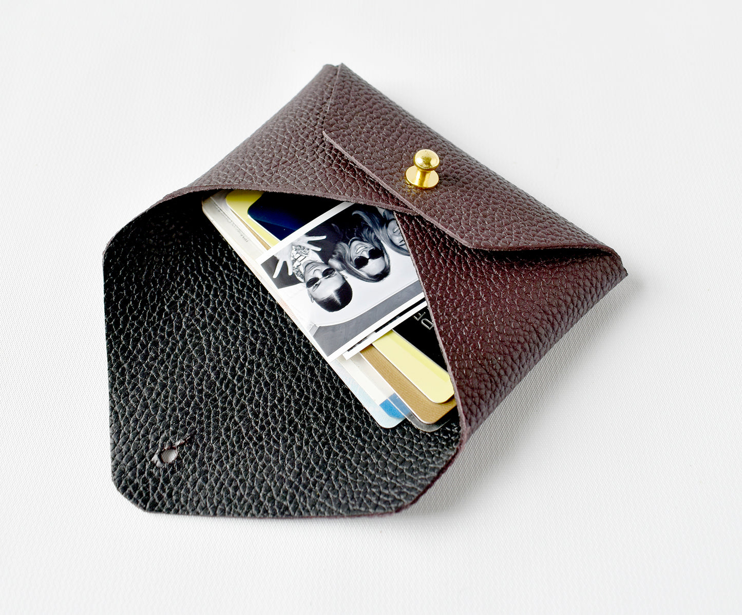 Leather Small Wallet- Chocolate/Black