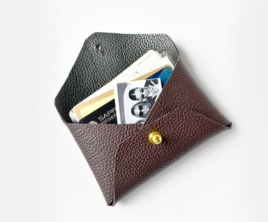 Leather Small Wallet- Chocolate/Black