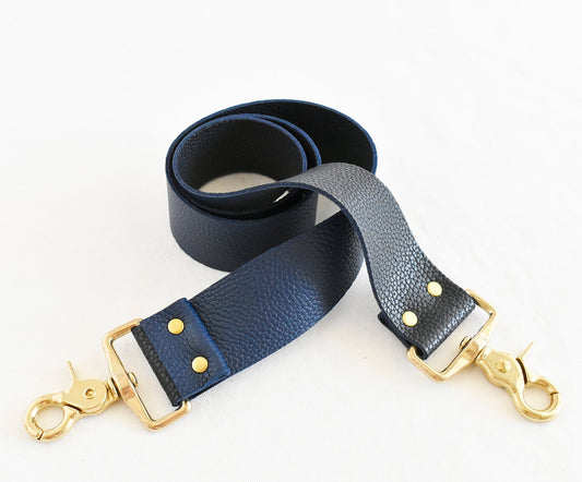 Leather Strap Navy/Black- Tote Bag Accessory