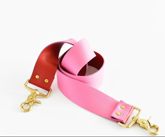 Leather Strap Pink/Red- Tote Bag Accessory