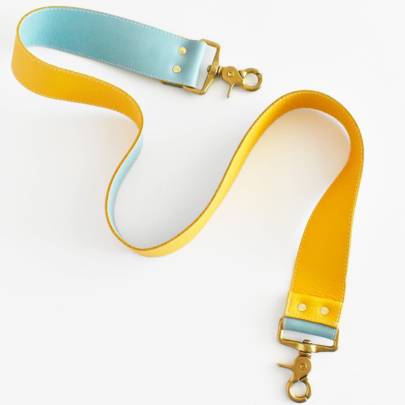 Leather Strap- Reversible Mustard & Turquoise