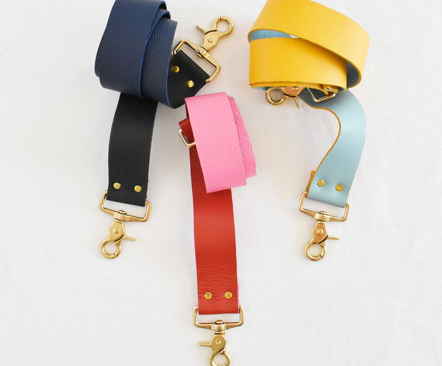Leather Strap- Reversible Mustard & Turquoise