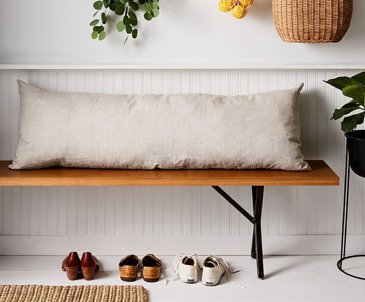 Elongated Linen Body Pillow – Modern Coastal Minimalist Throw