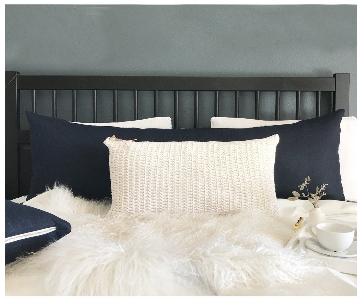 Linen Body Pillow - celina mancurti - pillow - Navy Blue - -pink - white-navy - oatmeal