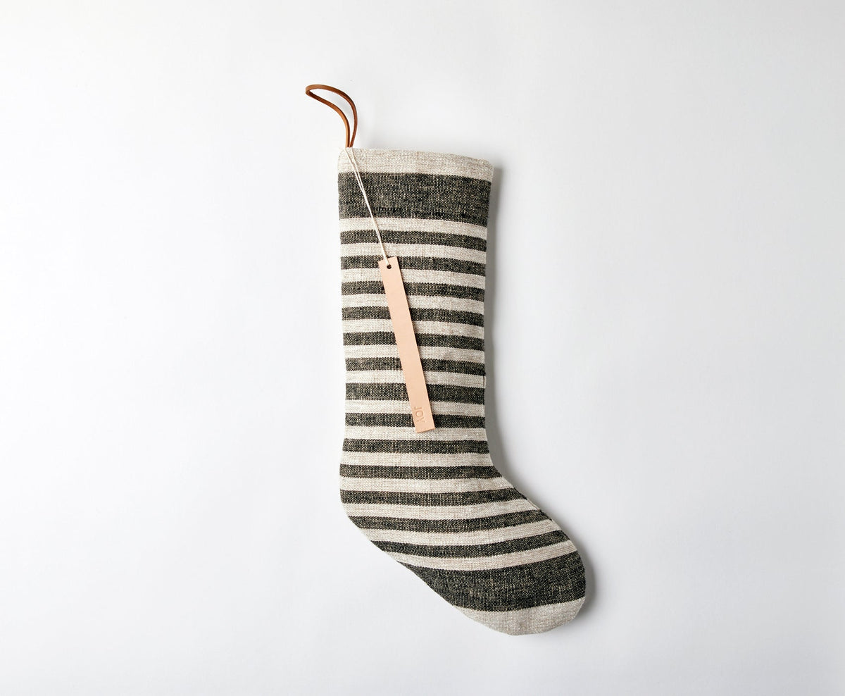 Personalized Linen Stocking - celina mancurti - Christmas stocking - Grey -Plain- No Leather Tag -Personalized Stockings