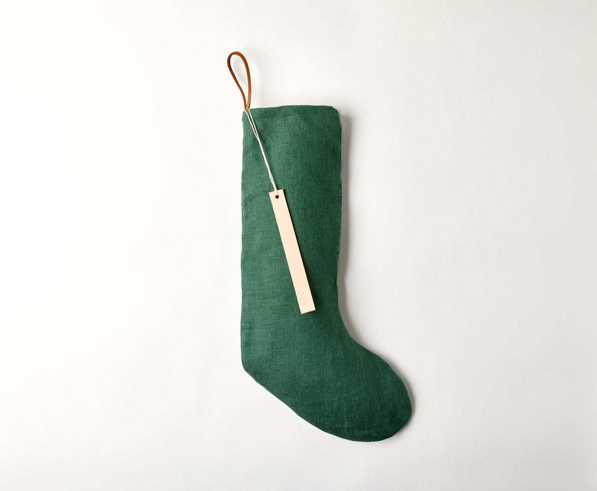 Personalized Linen Stocking - celina mancurti - Christmas stocking - Grey -Plain- No Leather Tag -Personalized Stockings