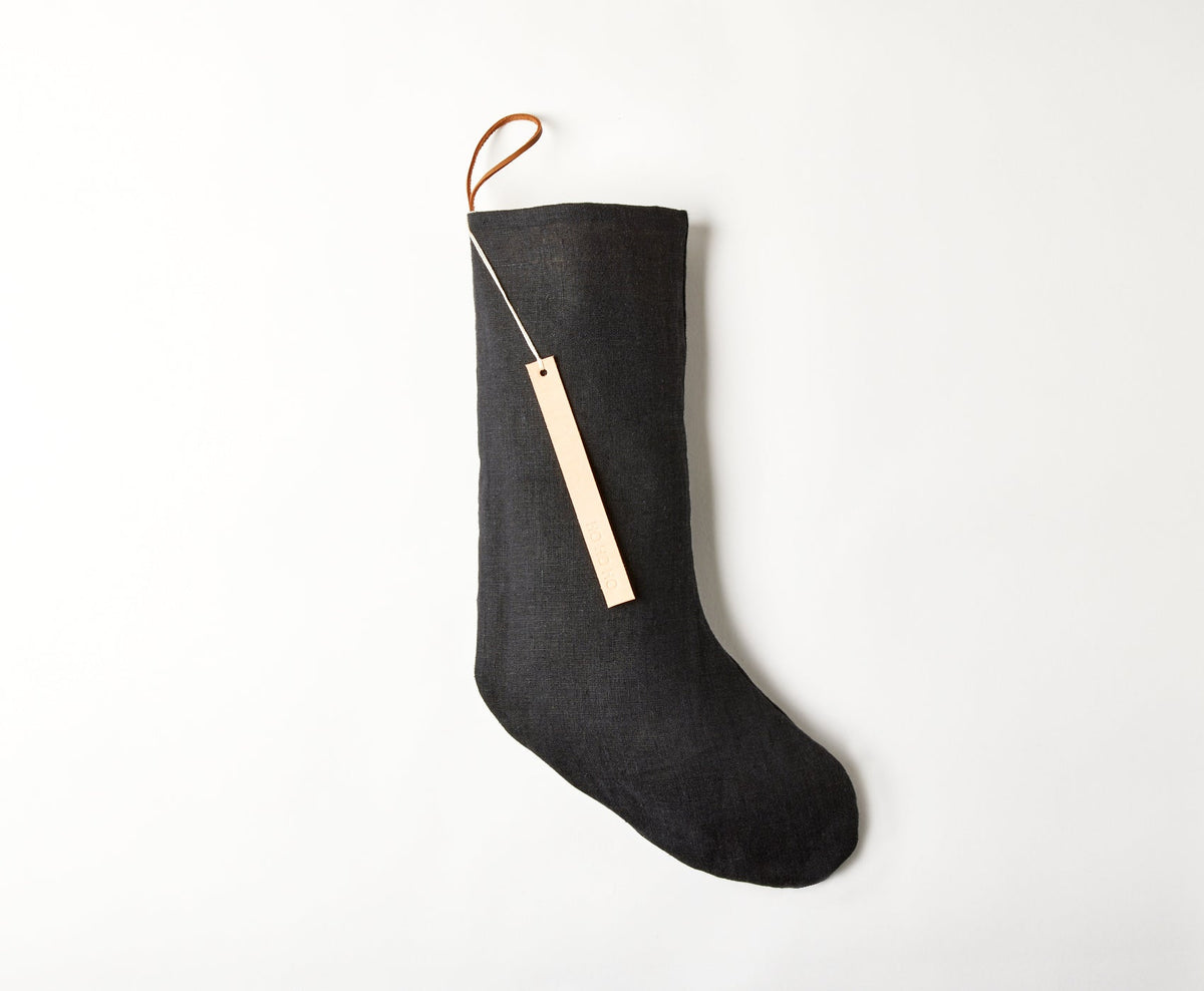 Personalized Linen Stocking - celina mancurti - Christmas stocking - Black -Customized Word -Personalized Stockings