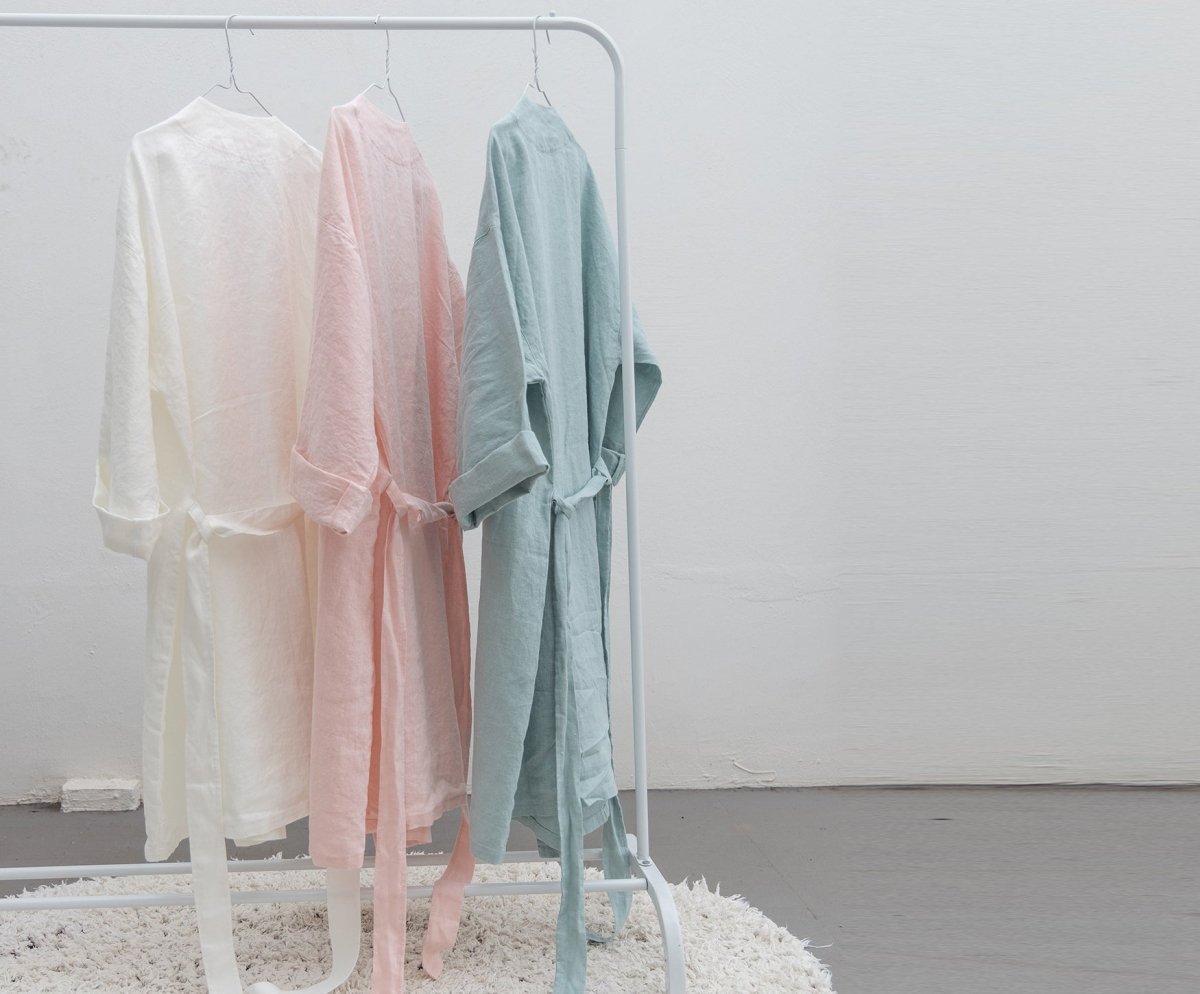 Linen Robe - Unisex - celina mancurti - robe - white - -One Size Fits All