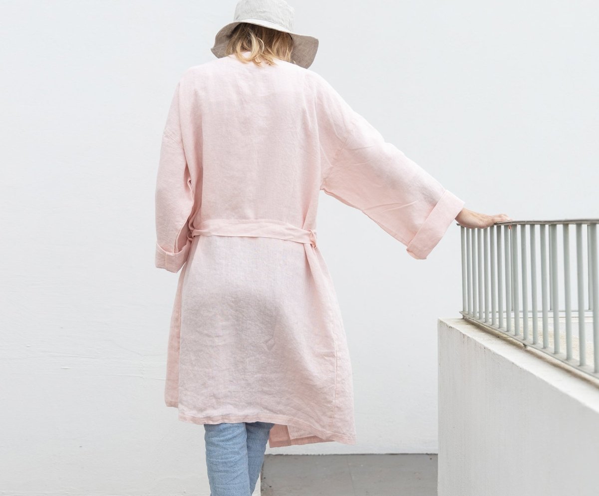 Linen Robe - Unisex - celina mancurti - robe - Pink - -One Size Fits All