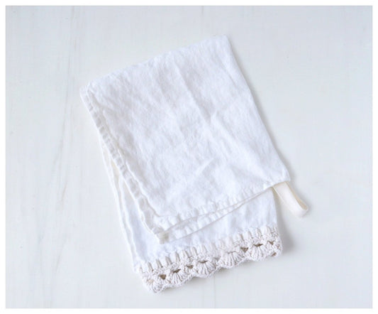 Linen Tea Towel - celina mancurti - tea towel - -hand knitted edge