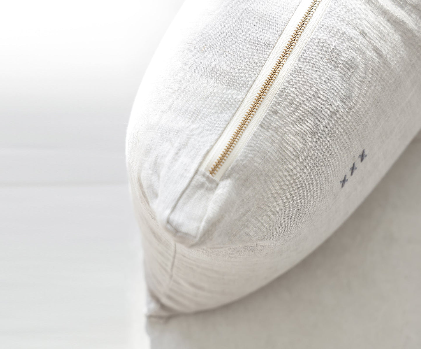 Lumbar Linen Pillow - Oatmeal - celina mancurti - pillow - Cover + Insert - -Hand embroidered