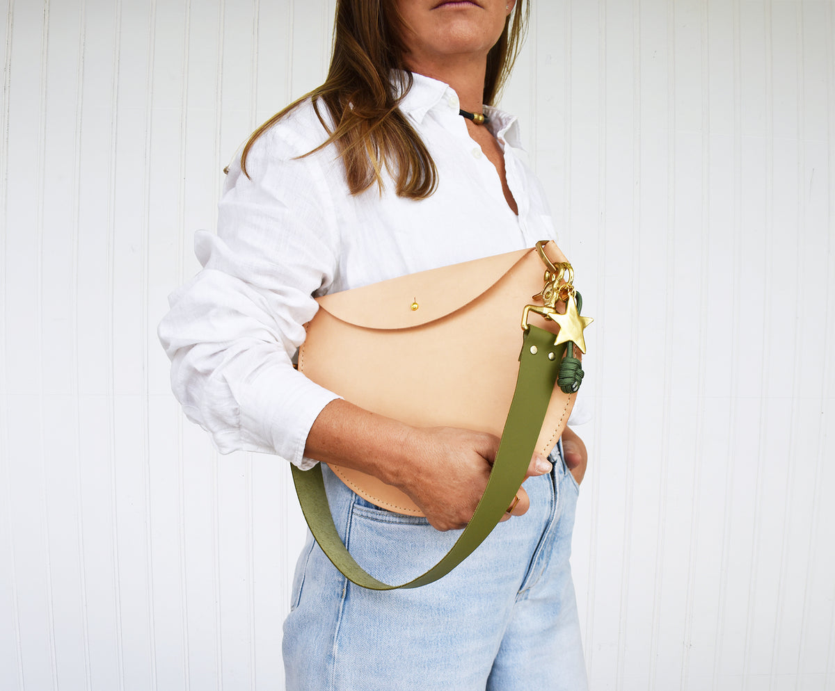 Luna Leather Bag- Army Green Strap
