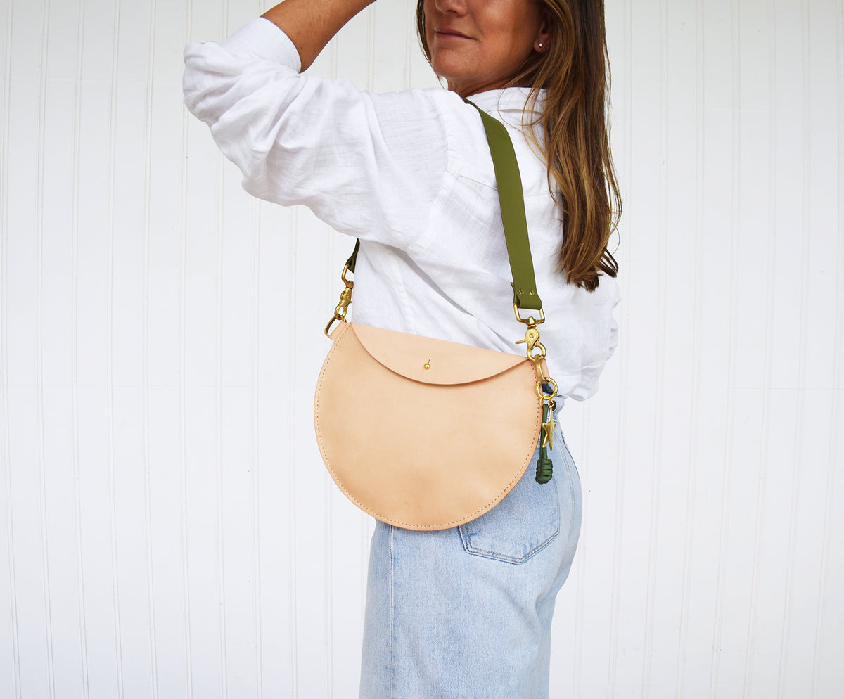 Luna Leather Bag- Army Green Strap